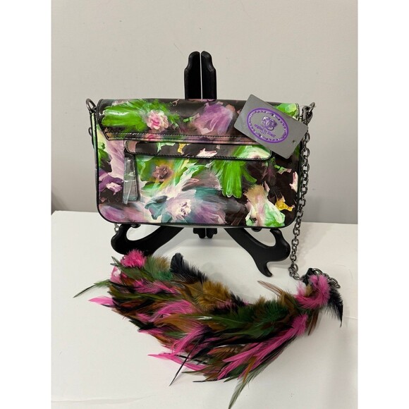 SHARIF ORIGINAL LACQUERED LEATHER SNAKES AND FEATHERS CROSSBODY NEW VERY RARE - Picture 3 of 11